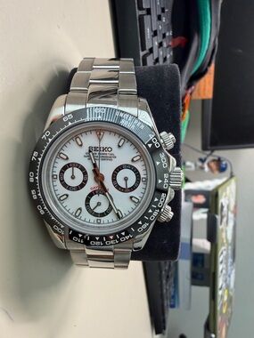 Seiko Silver and White Chronograph  (Daytona mod) seiko mod